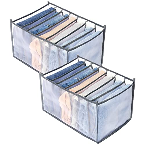Tigari Wardrobe Clothes Organizer, Closet Organizers And Storage Baskets, Mesh Clothes Storage Organizer For Thin Jeans, T-Shirts, Underwear, Socks, Scarves, Leggings, Skirts (Gray) #TOP7
