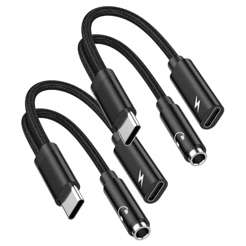 USB C to 3.5mm Headphone and Charger Adapter,2 in 1 USB C to Aux Audio Adapter with PD 60W Fast Charging for iPhone 15/15Plus/15Pro/15Pro Max,Samsung S23/S22/S21,iPad,Google Pixel 8a/8Pro/8/7/6/5/4 Cover
