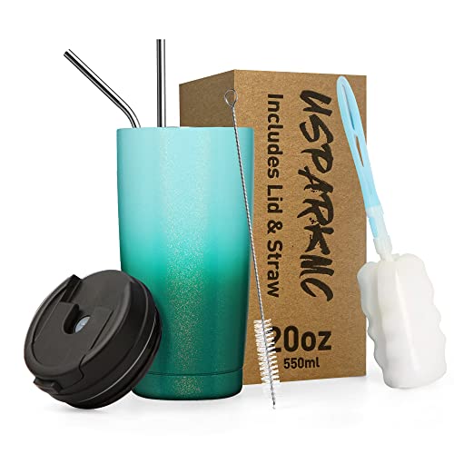 UsparkMC 20oz 550ml Tumbler Bulk Stainless Steel with Lid and Straw,Double Wall Vacuum Insulated Coffee Travel Mug for Hot & Cold,Reusable Cup,BPA Free