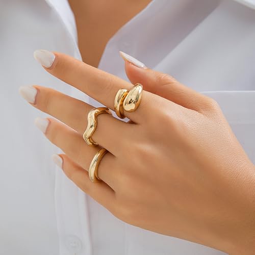 Image of Shining Diva Fashion Stylish Trendy Finger Rings Set for Women & Girls | Chunky Minimal Statement Ring Combos Modern Elegant Jewellery Collection