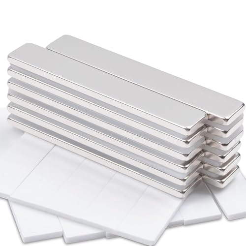 Rectangular Neodymium Magnets 60x10x3mm Silver 12 Pack