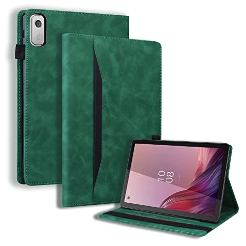 Varohix Capa para tablet Lenovo Tab M9 HD (9 polegadas) TB-310FU Capa protetora de couro PU premium Folio Flip Business Case Capa para tablet com bolso para cartão, verde vintage