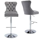 HEAH-YO Modern Counter Bar Stools Set of 2 , Swivel Counter Height Chair with Button Tufted Back and...