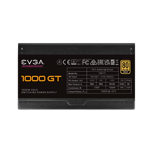 Image of EVGA 1000 GT, 80 Plus Gold 1000W, Fully Modular, Eco Mode with FDB Fan, 100% Japanese Capacitors, 10 Year Warranty, Includes Power ON Self Tester, Compact 150mm Size, Power Supply 220-GT-1000-X1