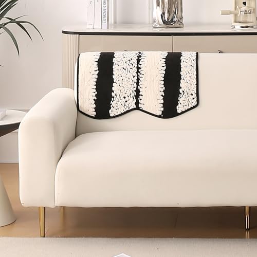 Image of HOKIPO Luxury Wavy Sofa Backrest Cover Mat 55x80 cm | Pack of 1 Anti Slip Backrest Mat, Black (AR-6218-BLK)