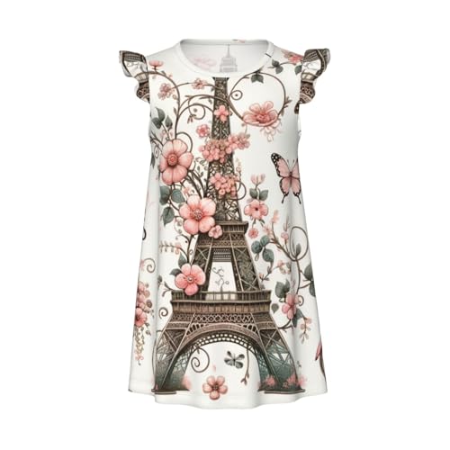 Augenstern Flutter Sleeve Nightgown Pajama Gown Romantic-Paris-Eiffel-Tower Easy Pull-On Sleepwear Nightdress