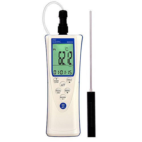 Sper Scientific Hazard Analysis Critical Control Point (HACCP) Thermometer 800042 - High Accuracy IP67 Waterproof Food Safety Thermometer with PT100 Probe, Red/Green Temperature Alarm - 2 pc