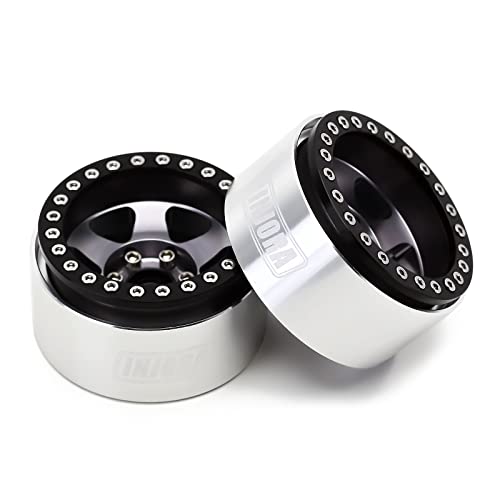 Injora 1.9 Beadlock Wheel Rim-Deep Dish Negative Offset 9.4Mm Wheels For Scx10 Pro 1/10 Rc Crawler Car Trx4 Axial Scx10 (Black&Grey) #TOP5