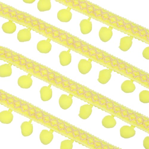 Cinta bordada con pompones amarillos anti-deshilachado flecos de 10 yardas para ropa 2
