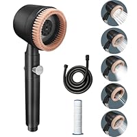 Yeelan Duschkopf Wassersparend Mit 5 Wassermodi, Filter, Schlauch 1.5m, Handbrause Mit Reinigender Massagefunktion