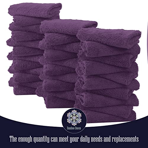 Image of 32 Pack Baby Washcloths - Luxury Coral Fleece - Extra Absorbent and Soft Wash Clothes for Newborns, Infants and Toddlers - Suitable for Sensitive Skin and New Born - Baby Shower - Plum, 10x10 Inch