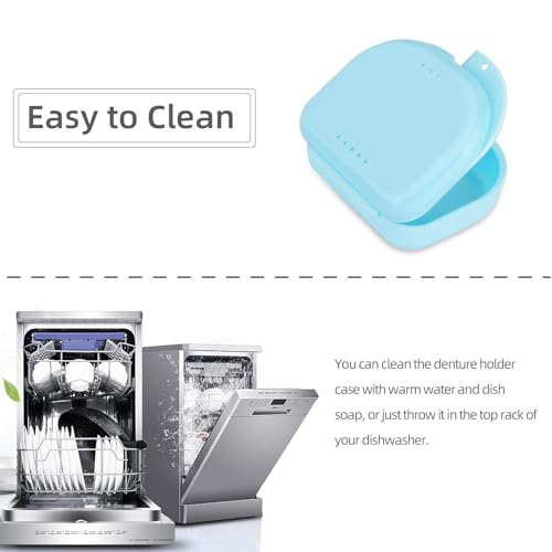 Annhua Dental Mouthguard Container Orthodontic Retainer Case with Vent Holes, Denture Holder Box Clear Aligner Case Slim for Household|Travel|Office - Bluish - Light & Easy to Carry - Thumbnail 4