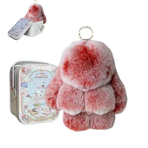 BOVVSKY Bunny Keychain with Box Bunny Keychain Plush Soft Bunny Keychain (Red)