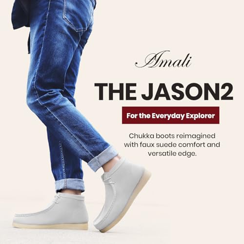 Image of Amali Casual Chukka Boots for Men, High-Top, Lace Up Suede Men's Shoes, Desert Boots with Crepe Rubber Sole