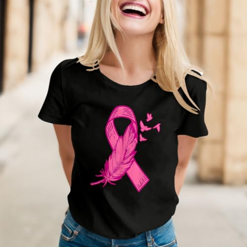 Womens Shirts Pink Ribbon Breast Cancer Awareness Support Shirt Inspirational Breast Cancer Survivor Gifts Tees - image 2