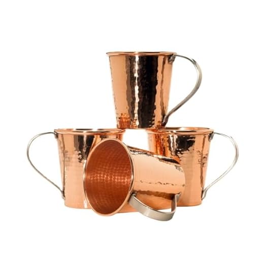 Sertodo Copper Moscow Mule Mugs, Set of 4, 18 oz Capacity, Stainless Steel Handles, Pure Copper, Heavy Gauge, Hand Hammered