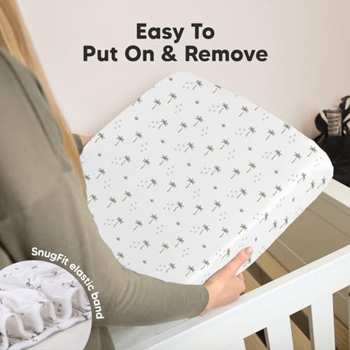 Image of KeaBabies 2-pk Organic Cotton Crib Sheets for Boys Girls 52x28 (Roarsome) | Fitted Crib Mattress Sheet Neutral, Breathable Cover for Baby Bed Set, Toddler Mattress, Soft & Cute Prints
