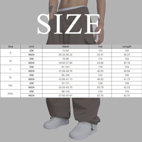 GOFULY Cargo Pants for Men Work Drawstring Elastic Waist Hip Hop Parachute Sweatpants with Multi Pockets Athletic Trousers3
