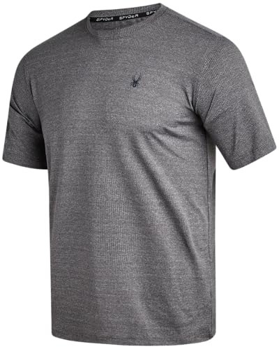 Spyder Mens Athletic Shirts - Moisture Wicking Short Sleeve Crewneck Workout Shirts for Men, Athletic Tops for Gym & Running