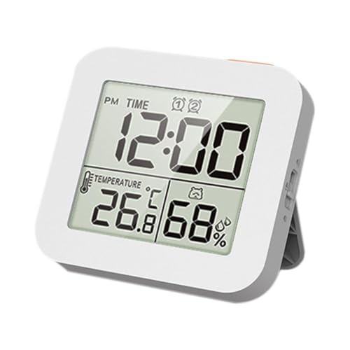 Generic Horloge numérique étanche pour salle de bain et cuisine avec alarme, minuterie de douche, affichage de la température et de l'humidité, blanc, 9,1 x 8,5 x 2,2 cm