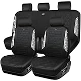 CAR PASS Oxford Bling Diamond Car Seat Covers Full Set Interior Sets, Waterproof Shining Glitter Sparkly Crystal Universal Armrest Fit 95% Automotive Truck SUV Cute Women Girl, Black Silver Rhinestone