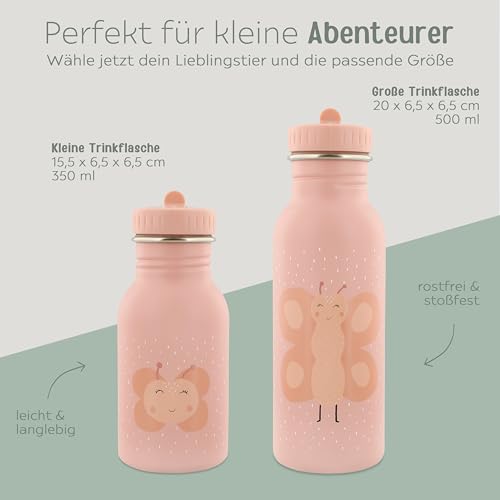wunderwunsch Trinkflasche personalisiert für Kinder, Flasche personalisiert, Babyflasche, Kinder Flasche, Trixie Trinkflaschen mit individuellem Namen (Schmetterling, 500ml)