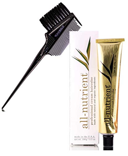 All-Nutrient Professional PERMANENT Cream Haircolor, Made with Natural & Organic Ingredients, 3.5 oz (w/ Sleek 3-in-1 Comb & Brush) Creme Hair Color Dye (8N - Medium Natural Blonde)