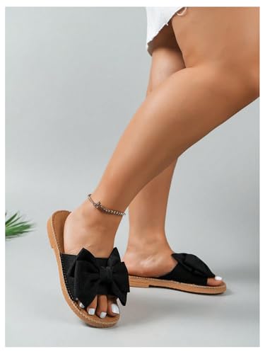 Image of GORGLITTER Women's Bow Flat Sandals Open Toe Slip On Slide Slipper Shoes