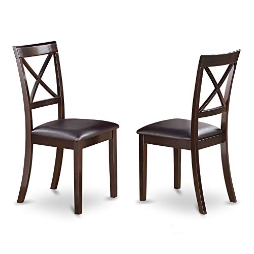 East West Furniture Whi-W Dining Chairs, Faux Leather Upholstered Seat, Boc-Cap-Lc #TOP4