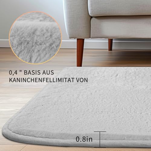 Sour Lemon Teppich Wohnzimmer 200x300cm,Großer Grauer Teppiche Kunstfell – Ansicht 3