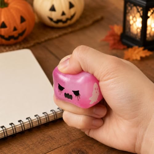 Halloween Squishies Toys, Ice Cube Pumpkin Squishy Ghost, Cute Slow Rising Squeeze, Durable Sensory Squeeze Toy, Relief Gift for Horror Holiday & Birthday, Soft Halloween Fidget Toy for Kids & Adults - Image 5