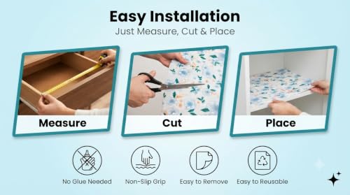 Image of Dribble (60cm X 500cm) Eva Shelf Liner Mat Roll, Non Slip Drawer & Cabinet Liner for Kitchen, Waterproof Oilproof Washable Fridge Mat, Anti Skid Multipurpose Mat (Spring Lavender Blue)