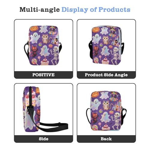 KLL Orange Halloween Pumpkin mens messenger bag Vegan Leather crossbody bag Travel Shoulder Handbags4