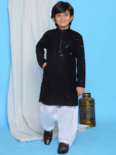 Image of AJ DEZINES Kids Kurta Pajama Set For Boys | Embroidery Chikankari Kurta Set | Traditional & Festive Outfit | Cotton Stylish Boys Kurta Pyjama | Perfect For Festivals Wedding & Family Function