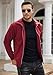 COOFANDY Men Light Corduroy Jacket Zip Up Turn Down Collar Jacket Fashion Vintage Jackets Wine Red
