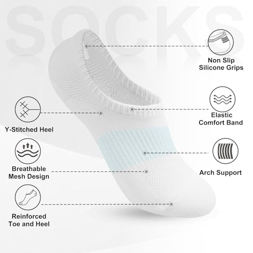No Show Socks Womens Low Cut Cotton Ankle Socks for Sneakers Non Slip Invisible Athletic Running Footies 6 Pairs3