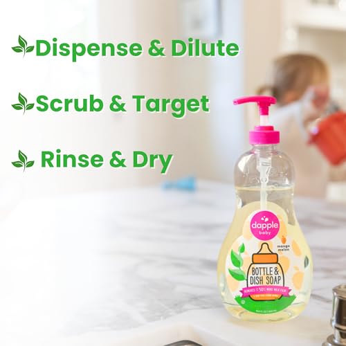 Image of Dapple Baby Mango Melon Baby Bottle & Dish Soap - 16.9 fl oz - Cleans Bottles, Sippy Cups, Pacifiers, Breast Pumps, & More - Gently Removes Milk Film & Odors