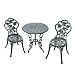 Outsunny Ensemble Salon de Jardin 2 Places 2 chaises + Table Ronde Style néo-rétro Motif Rose Lignes fuselées Fonte d'aluminium Vert Vieilli