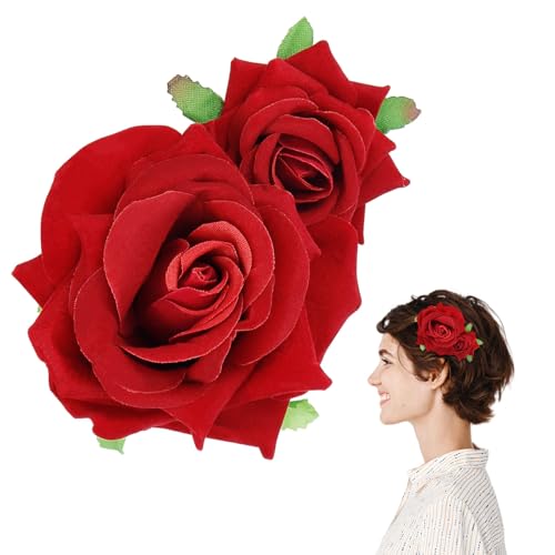 ZJIVQO Rose Hair Clip Flower Hairpin Brooch Velvet Ornament Rose Flower Hair Accessories for Woman Girl Ladies Wedding Hair Clip Flamenco Dancer Valentines Day Decoration
