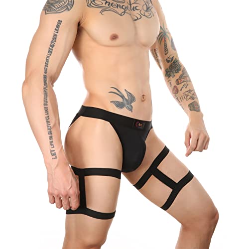 Evankin Men's Underwear Set Hollow out Brief Sexy Low Rise Jockstrap Underpants Athletic Supporter Leg Strap Thong Lingeire4