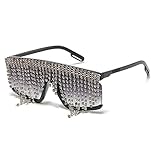 willochra Flat Top tassel Sunglasses Rhinestone Sun Glasses Diamond Party Eyeglasses Shades for Women UV400 (gary)