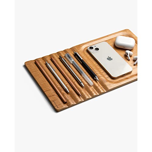 Image of DailyObjects Striate Wooden Tray for Storage Organizer | Designed for Laptops, Tablets, Stationery and Mobile Phones | HeavyDuty Portable Compatible with Desk /Table