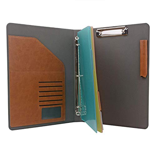 Binder Portfolio Organizer With Color File Folders, Business And Interview Padfolio With 3-Ring Binder, Clipboard #TOP2