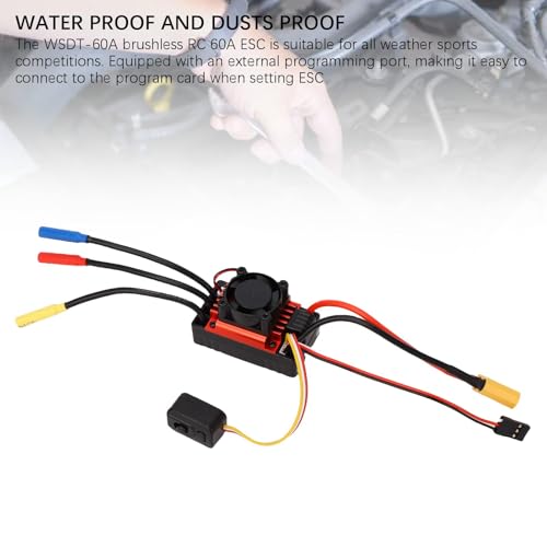 Sunisfa Brushless ESC for 1/10 RC Car Motor Electric Speed Controller 2-3S 60A with Cooling Fan - Thumbnail 4