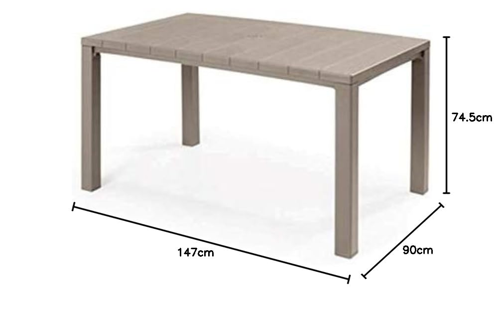 Keter Tavolo da Esterno Julie - Tavolo da Giardino Adatto per 6 Persone 147X90X74,5H - Cappuccino