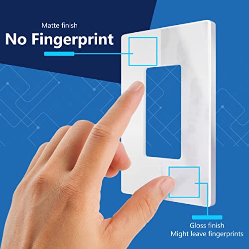 Image of LIDER Decorator Switch Cover, Screwless Wall Plate, Mid-Size 1-Gang 4.88 inch x 3.11 inch, LSWP-31M-W, UL Listed, Thermoplastic, Matte White, 1-Pack