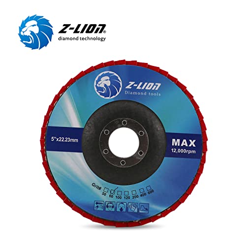 Flap Disc 60 Grit,Diamond Abrasive Flap Disc 5 Inch for Granite Marble Glass Hard Material, ZL1-60 GRIT - Image 3