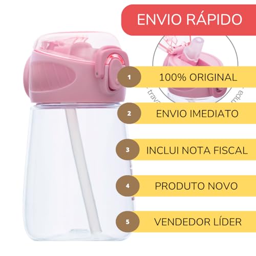 Garrafinha Com Tampa Para Viagens e Passeios Buba Antivazamento (Rosa)