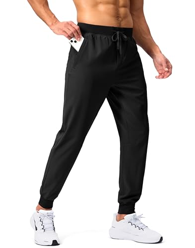 Pudolla Mens Joggers with Zipper Pockets Lightweight Sweatpants Workout Athletic Pants for Gym Running Golf