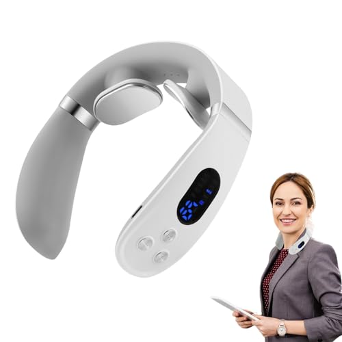 Ylnailky Masajeador Cervical De Tejido Profundo | Masajeador Cervical con Calor y Tecnología de Pulsos,Dispositivo Ergonómico para Masaje de Cuello y Hombros en Casa, Oficina y Viaje